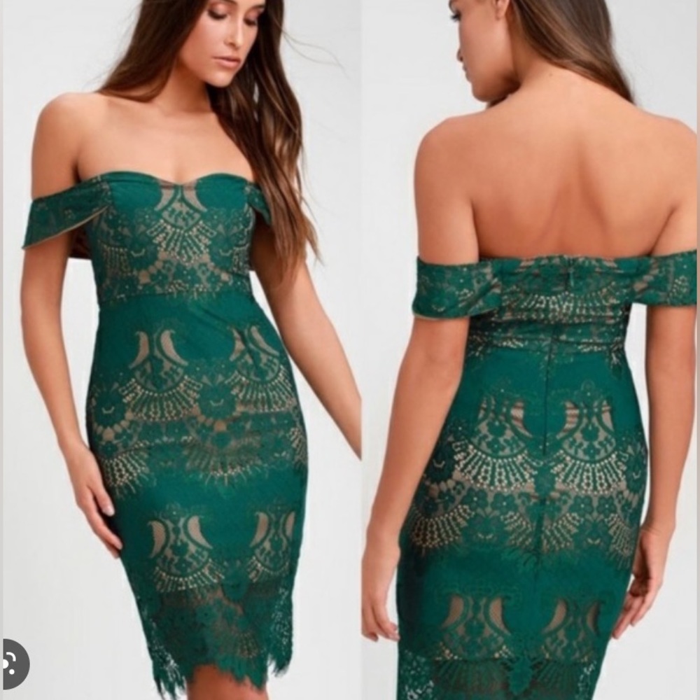 Lulus lace off shoulder dress NWT